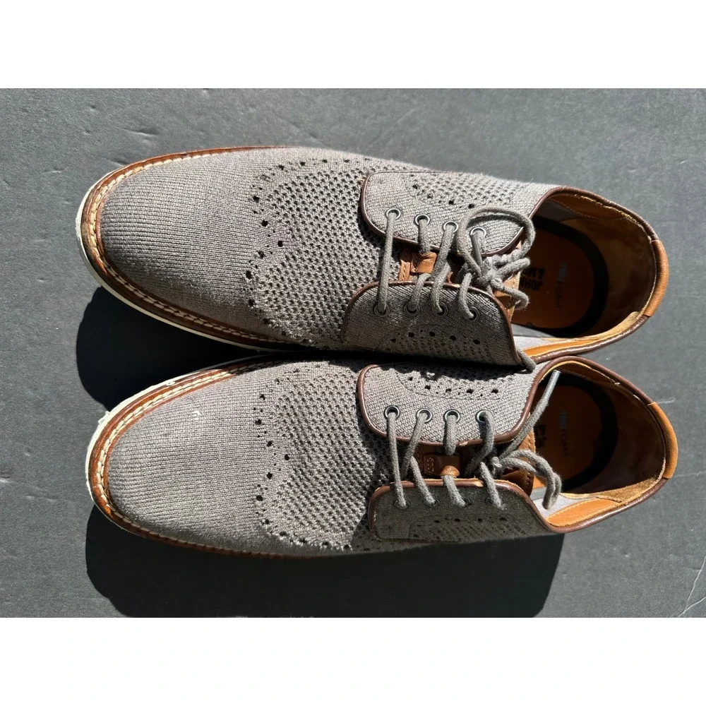 Johnston & Murphy McGuffey Knit Wingtip Oxford Grey Mens 9.5M 20-5368‎
